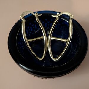 Pretty Bird 14K Gold Plated Retro Modernist Leverback Hoops